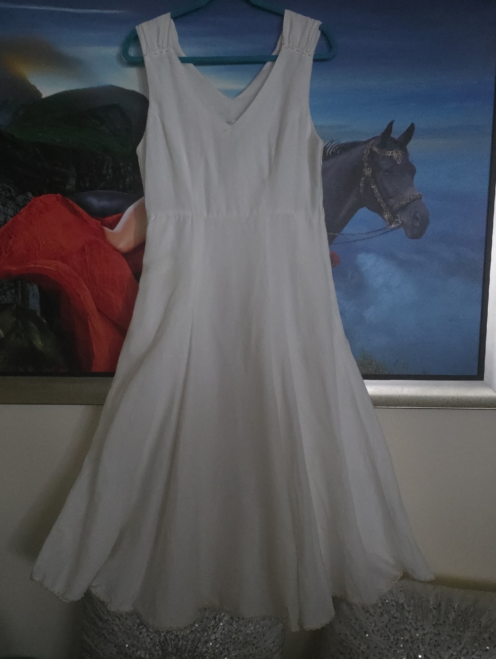 Elegant White V-Neck Sleeveless Sun Dress NWT